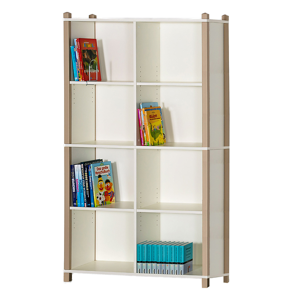 Stollen-Bibliotheksregal mit Mittelwand, 180 cm hoch, Varianten wählbar