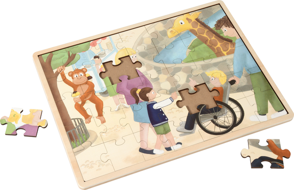 Puzzle Diversität - Mit Handicap im Zoo, Holz, 35 Teile, ab 3 Jahre