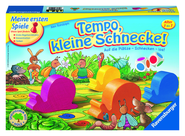 RAVENSBURGER Tempo, kleine Schnecke, Laufspiel, 2-6 Personen, ab 3 Jahre