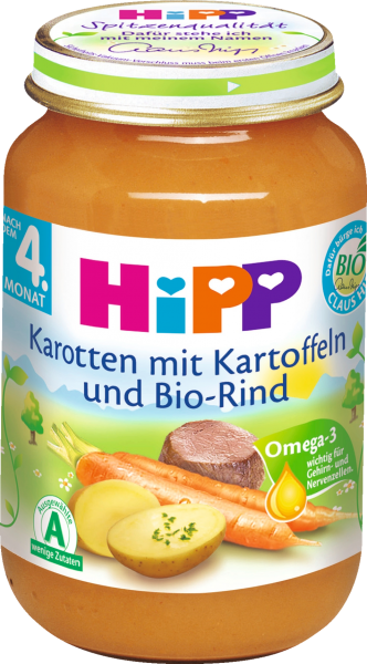 HIPP Karotte, Kartoffel und Bio-Rind (4. Monat), 6x190g