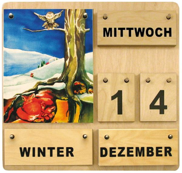 Kalender "Vier Jahreszeiten" aus Holz, inkl. Aufsteller