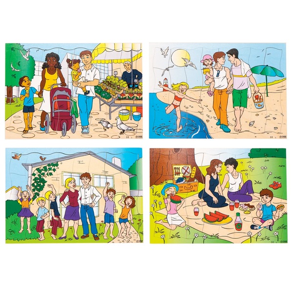 ROLF EDUCATION Puzzle-Set Moderne Familien, 4 Puzzle, je 32 Teile, ab 3 Jahre