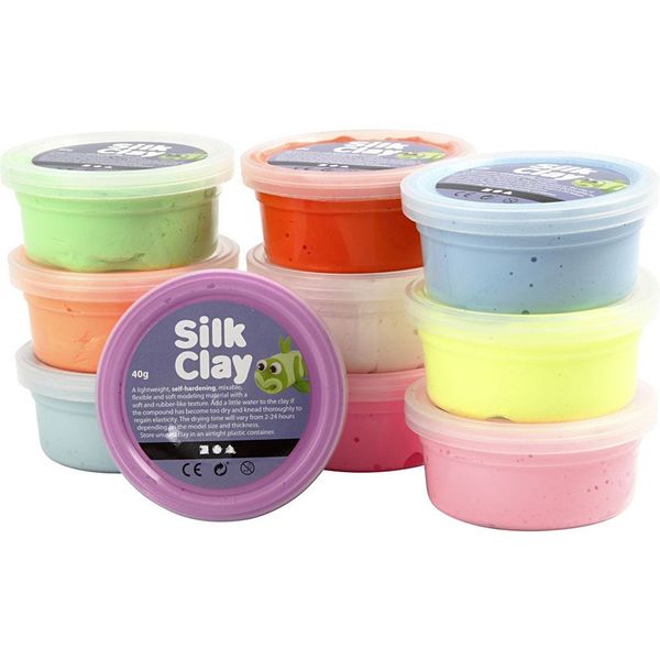  Silk Clay, sortierte Farben, 10 Dosen á 40g