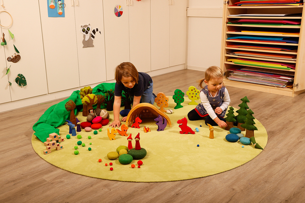 BAUSPIEL Filzkieselstein-Set, 15 Stück in rot, grün und blau