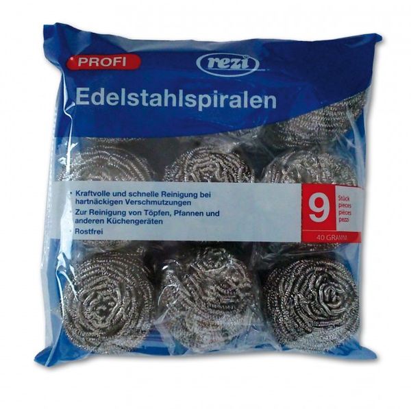 Edelstahl-Putzspirale/Topfreiniger (40g), 9 Stk.