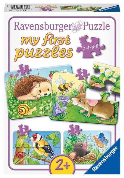 RAVENSBURGER my first puzzles: Süße Gartenbewohner, 4 Kinderpuzzles mit 2, 4, 6, 8 Teilen, ab 2 Jahre