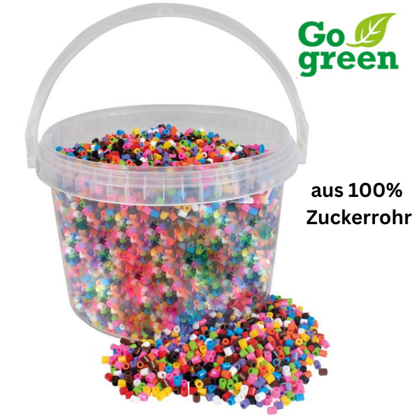 Bügelperlen im Eimer "I am green", aus 100% Zuckerrohr, 10 Farben, 20.000 Stück