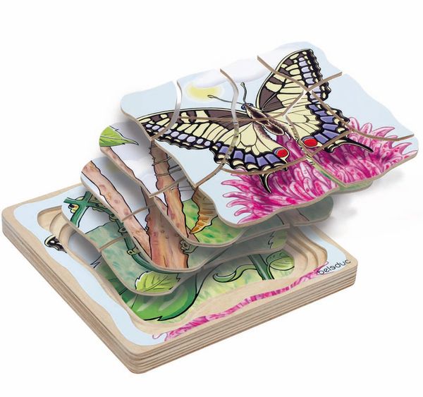 5-Lagenpuzzle Schmetterling, Holz, 28 Teile, ab 4 Jahre