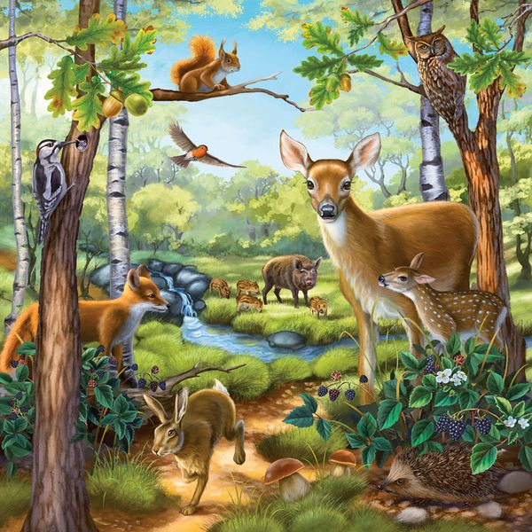 RAVENSBURGER Puzzle Wald-/Zoo-/Haustiere, 3 x 49 Teile, ab 5 Jahre