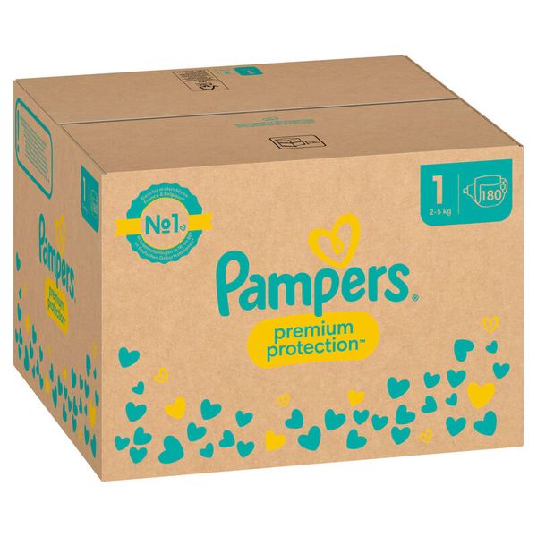 Pampers Premium Protection New Baby Gr. 1, Newborn (2-5 kg), 180 Stk. 