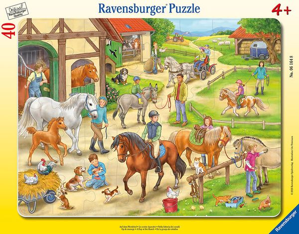 RAVENSBURGER Rahmenpuzzle Auf dem Pferdehof, 40 Teile, ab 4 Jahre