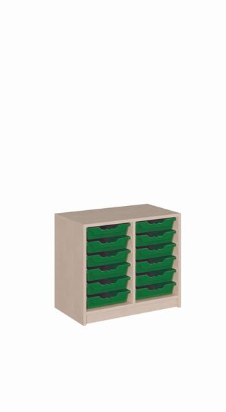 Schrank mit 12 flachen ErgoTray Boxen