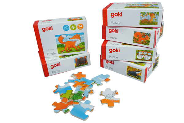 GOKI Minipuzzle Waldtiere, 36 Puzzle, 24 Teile, ab 4 Jahre