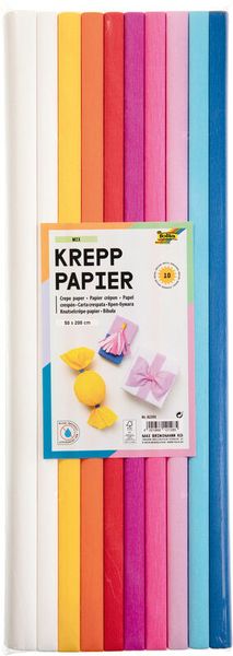 Krepp-Papier Mixfarben Sommer, 10 Farben