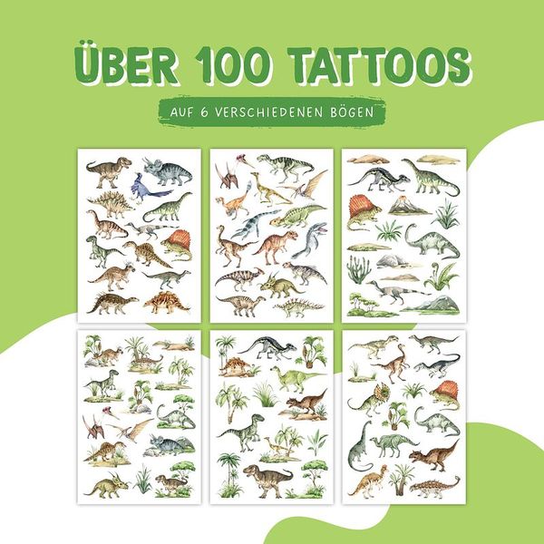 100 Kindertattoos zum Aufkleben – Welt der Dinos