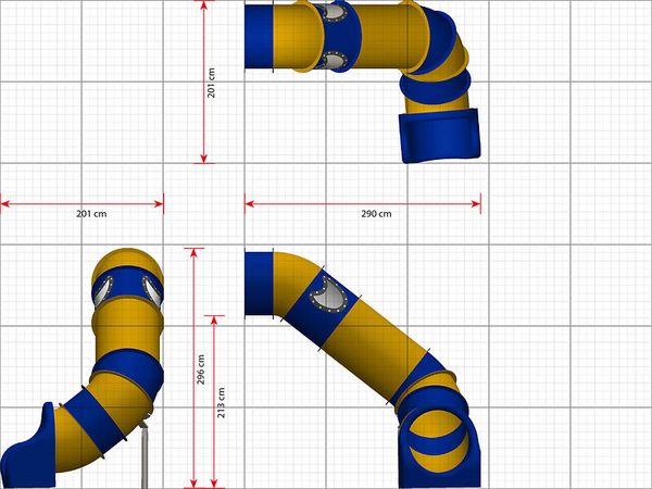 LEDON Röhrenrutsche mit einer Starthöhe von 213 cm