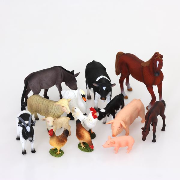 Bauernhof-Tiere, 14-teiliges Set, Größe 4 - 13 cm