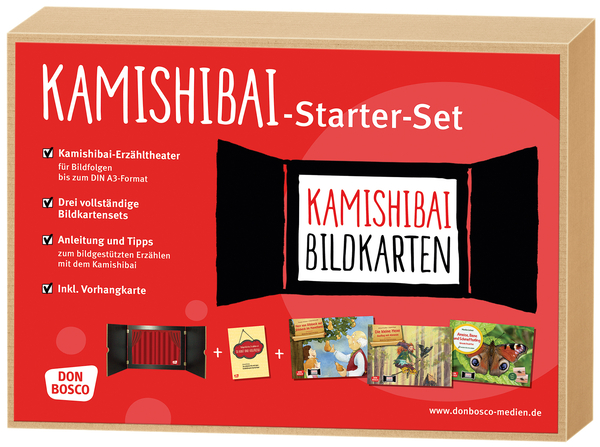 Kamishibai-Erzähltheater, Starter-Set - Erzähltheater + 3 Bildkartensets