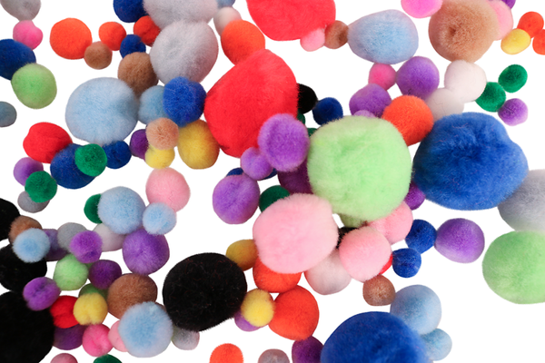 Pompons Mix bunt, Ø 1-4 cm, 930 Stück Großpackung