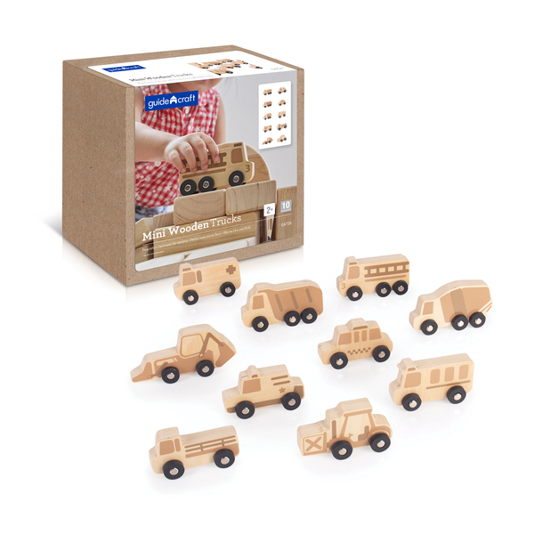 Mini-Holz-Trucks, 10er Set, 10,2 x 3,5 x 6,4 cm, ab 2 Jahre