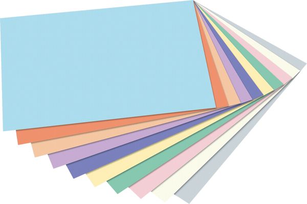 Tonpapier Pastellfarben, 130 g/m², 50x70 cm, 10 Farben, 100 Bogen