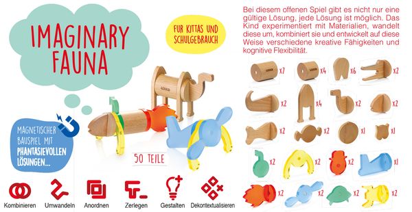 Magnetisches Bauspiel "Imaginary Fauna Box", 50-teilig (3-8 Jahre)