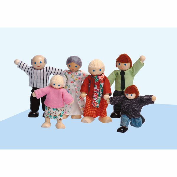 EDUCO Puppenfamilie, 6 bewegliche Figuren, 10-12 cm