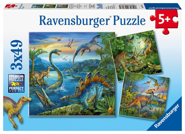 RAVENSBURGER Puzzle Faszination Dinosaurier, 3 x 49 Teile,  ab 5 Jahre