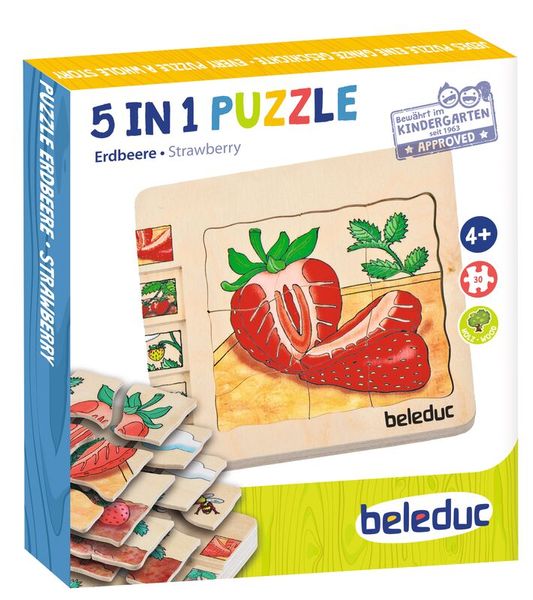 Lagen-Puzzle Erdbeere, 30 Teile, Holz, ab 4 Jahre