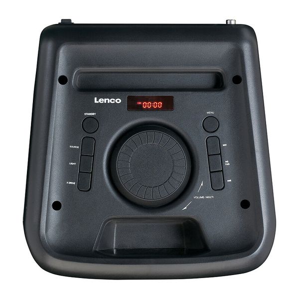 Lenco PA-200BK - PA-Anlage, 100 Watt RMS, Bluetooth®, Frontbeleuchtung, Fernbedienung