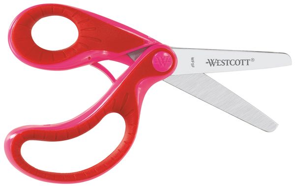 Westcott Schere mit Öffnungshilfe Ergo Jr. Softgrip, rund, rot, 13cm