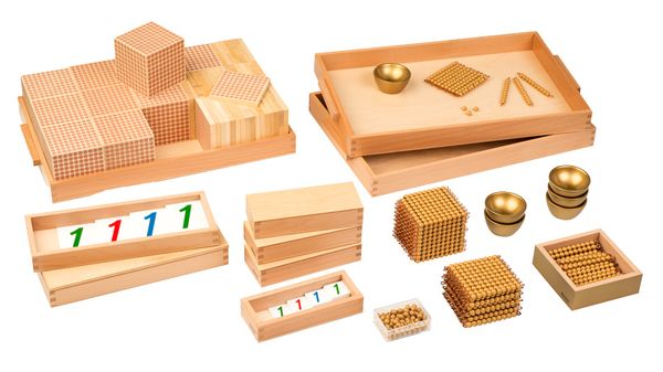 NIENHUIS MONTESSORI Goldenes Perlenmaterial mit Kartensätzen