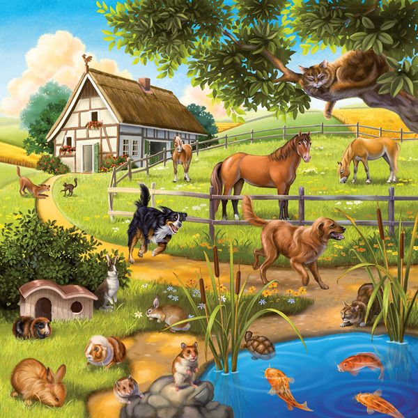 RAVENSBURGER Puzzle Wald-/Zoo-/Haustiere, 3 x 49 Teile, ab 5 Jahre