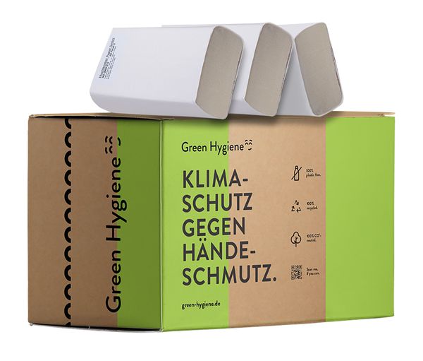 GREEN HYGIENE CO2 neutrales Handtuchpapier 2-lagig, FRIEDA, weiß, V-Falz, 25x23 cm, 4.000 Blatt