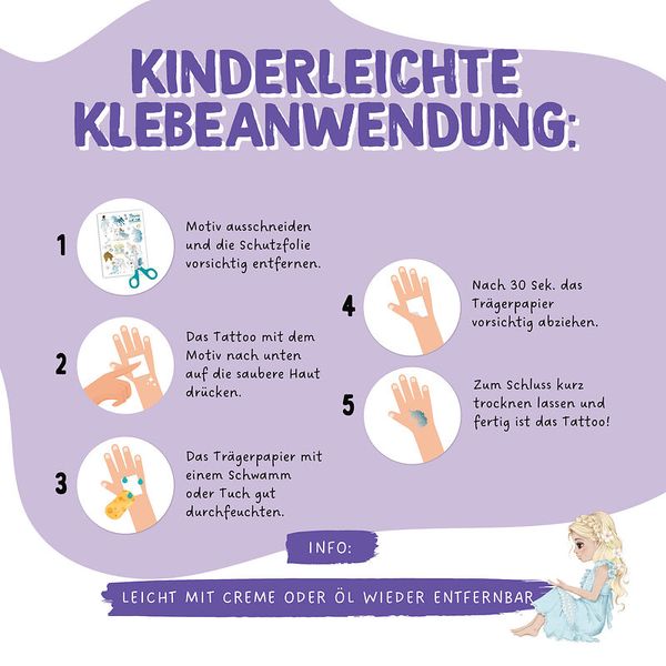 100 Kindertattoos zum Aufkleben - Glitzer Tattoo Set Einhörner