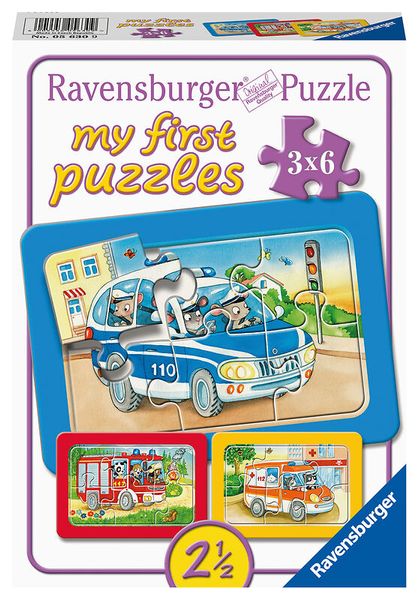 RAVENSBURGER my first puzzles: Tiere im Einsatz, 3 Kinderpuzzles mit 6 Teilen, ab 2,5 Jahre