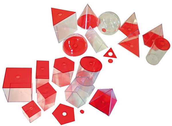 Geometrische Körper, transparent (rot) groß