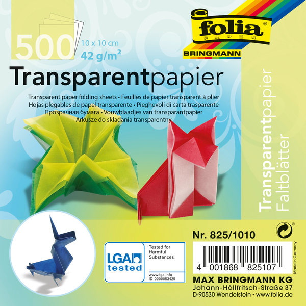 Transparentpapier-Faltblätter bunt sortiert, 10x10 cm, 500 Blatt