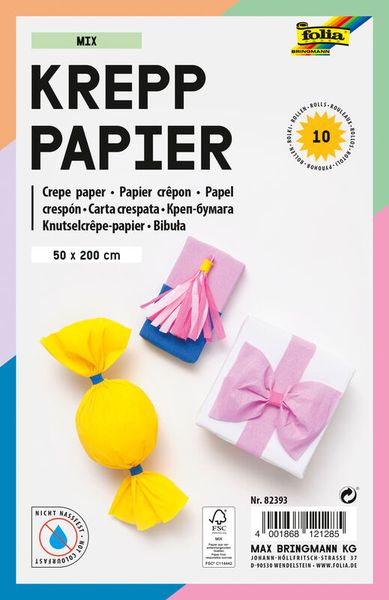 Krepp-Papier Mixfarben Sommer, 10 Farben