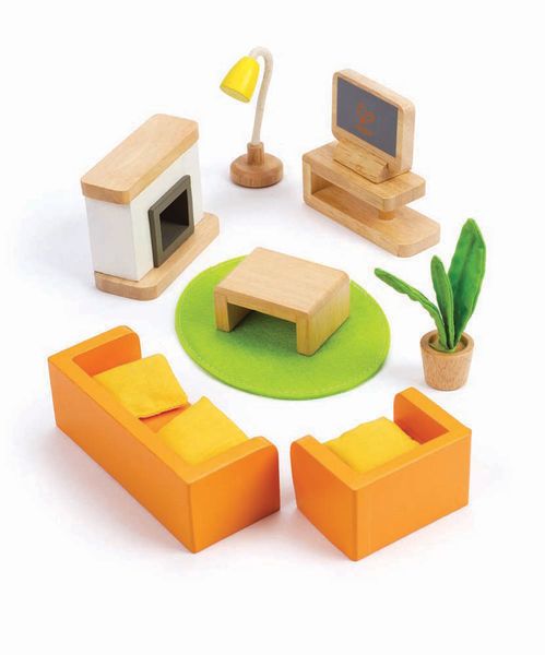 HAPE Wohnzimmer für Puppenhaus (Holz), 12 Teile