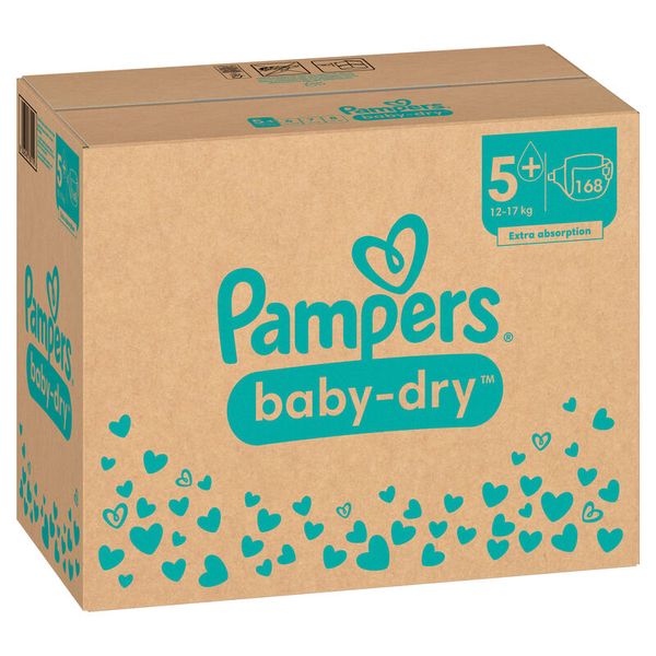 Pampers Baby Dry Gr. 5+ Junior Plus (12-17kg), 168 Stk. 