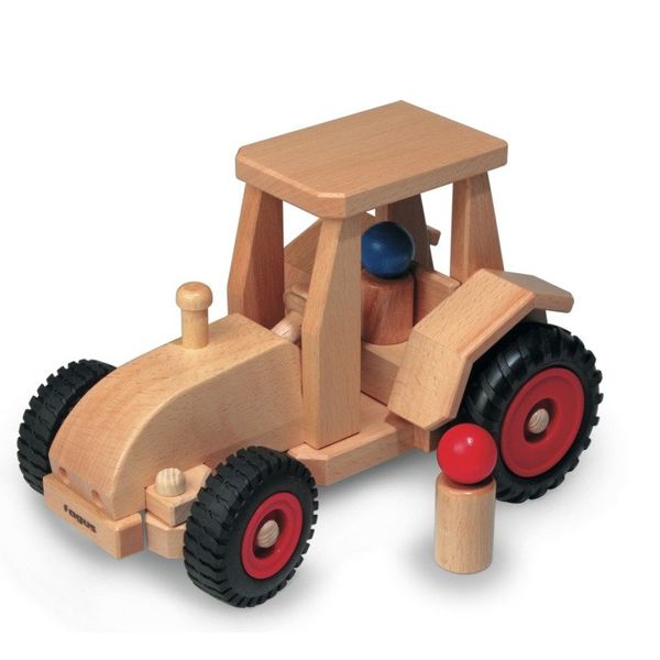 FAGUS Schlepper/Traktor mit Anhängerkupplung, Holz, Länge 26 cm, ab 2 Jahre