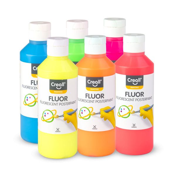 Creall-Fluor Plakatfarbe, 6 x 250ml