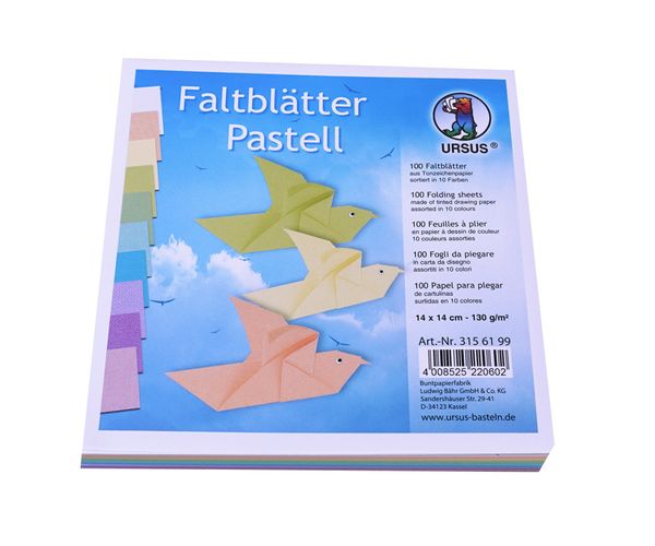 Faltblätter pastell 14x14 cm, 130 g/m², 100 Stück