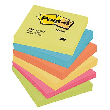 Post-it® Haftnotiz farbig sortiert, 76x76 mm, 6 St./Packung