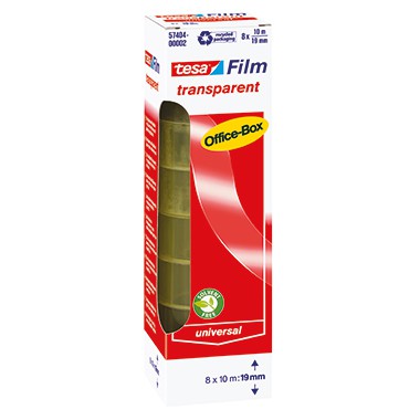 Tesafilm Office-Box, 19 mm x 10 m, transparent, 8 Rollen