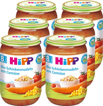 HIPP Bio-Schinkennudeln mit Gemüse (8. Monat), 6x220g