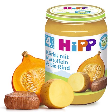 HIPP Kürbis mit Kartoffel und Bio Rind (nach 4. Monat), 6x190g