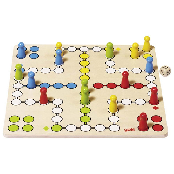 GOKI Brettspiel Ludo aus Holz, 28 x 28 cm, ab 4 Jahre