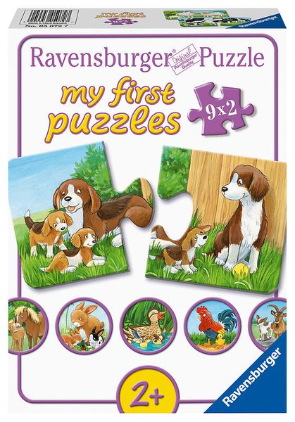 RAVENSBURGER my first puzzles: Tierfamilien auf dem Bauernhof, 9 Kinderpuzzles mit 2 Teilen, ab 2 Jahre